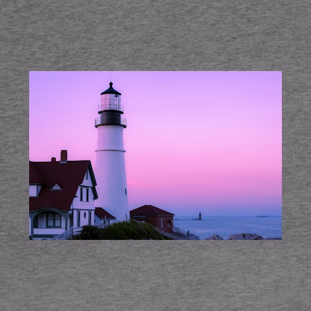 Pink Sunset Lighthouse by NewburyBoutique